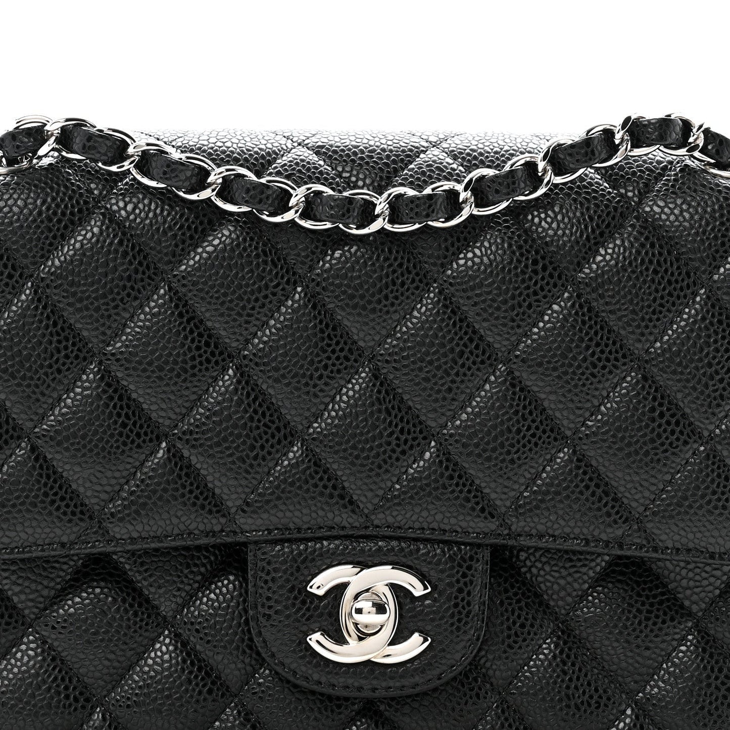 Caviar Quilted Medium Double Flap Black