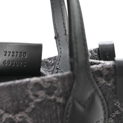 Denim GG Monogram Calfskin Mini Ophidia Tote Bag Black