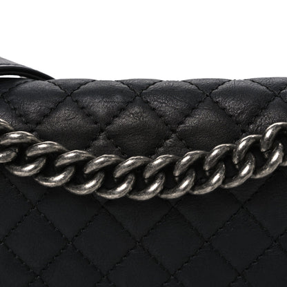 Calfskin Quilted Metal Embellished Paris Dallas Medium Boy Flap Black