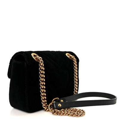 Velvet Matelasse Mini GG Marmont Shoulder Bag  Black