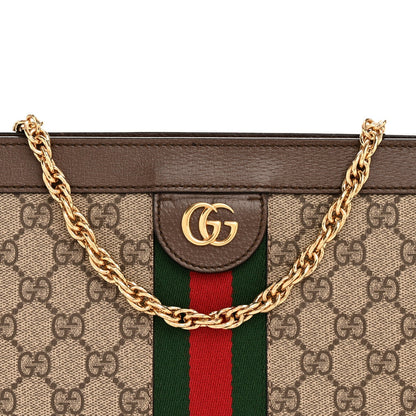 GG Supreme Monogram Web Medium Ophidia Chain Shoulder Bag Brown