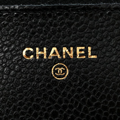 Caviar Quilted Wallet on Chain WOC Black