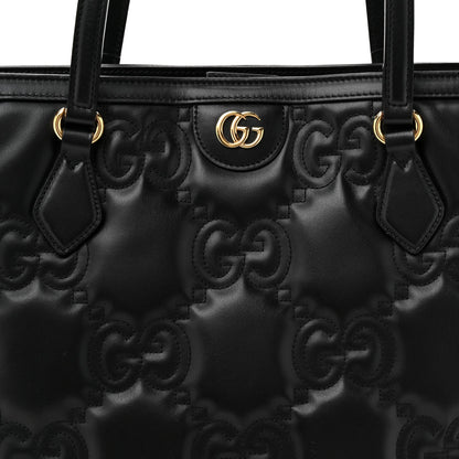 Calfskin GG Matelasse Medium Ophidia Shopping Tote Black