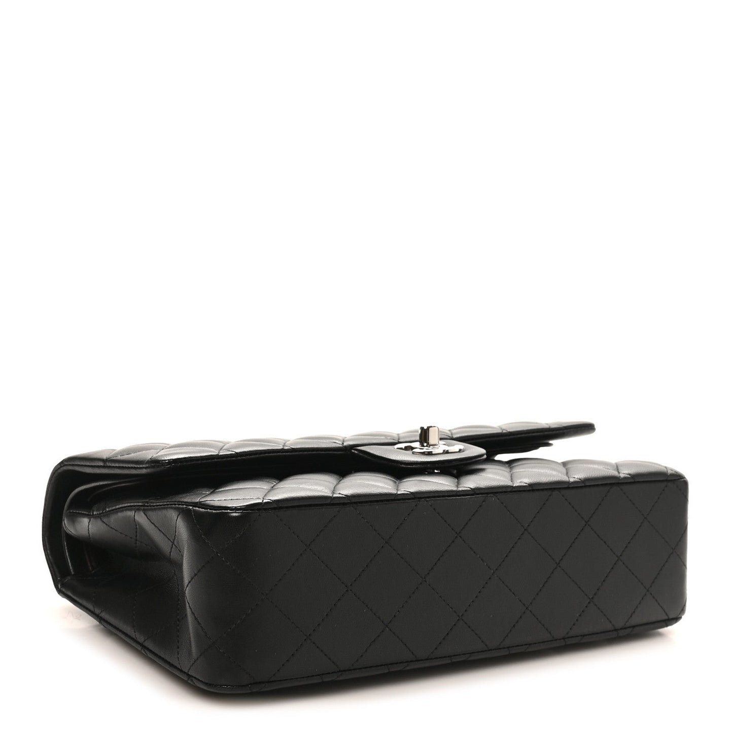 Lambskin Quilted Medium Double Flap Black