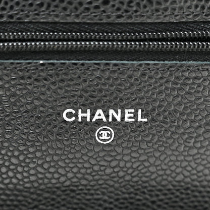 Caviar Quilted Wallet on Chain WOC Black