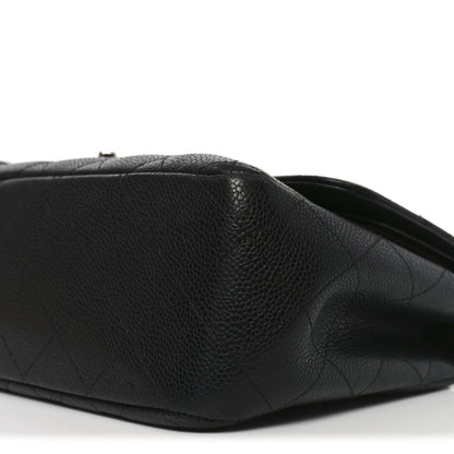 Caviar Quilted Jumbo Double Flap Black
