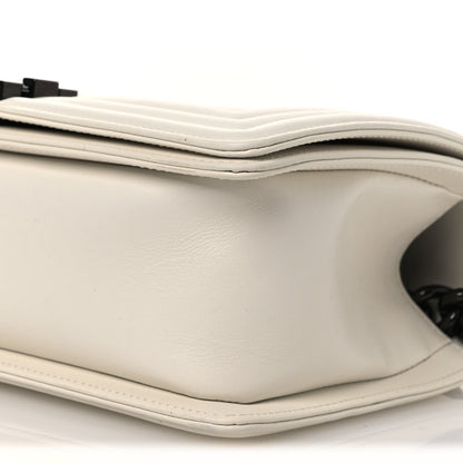 Calfskin Quilted Medium Boy Flap White