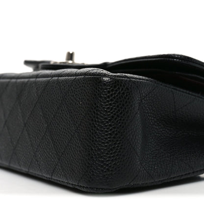 Caviar Quilted Medium Double Flap Black