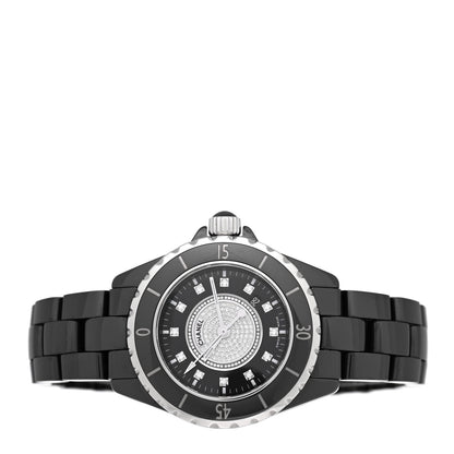 Stainless Steel Ceramic Diamond Dial 33mm J12 Quartz Watch Black