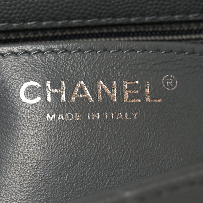 Caviar Quilted Mini Rectangular Flap Grey