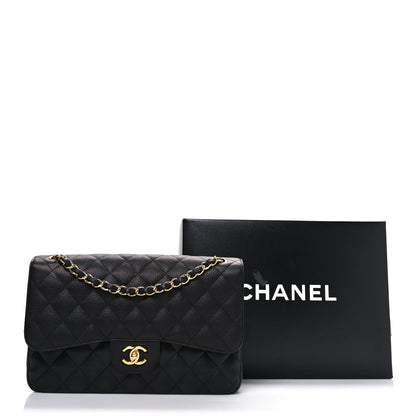 Caviar Quilted Jumbo Double Flap Black