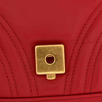 Calfskin Matelasse Small GG Marmont Shoulder Bag Hibiscus Red