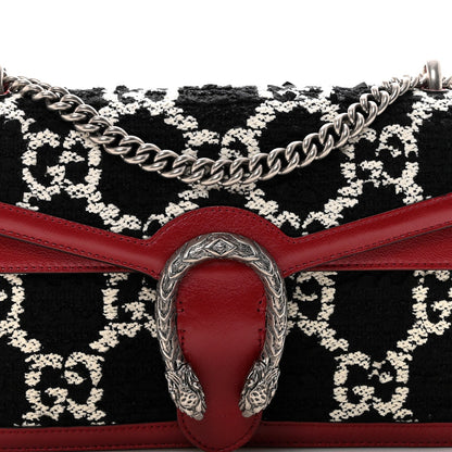 Tweed GG Monogram Small Dionysus Shoulder Bag Black White Romantic Cherry