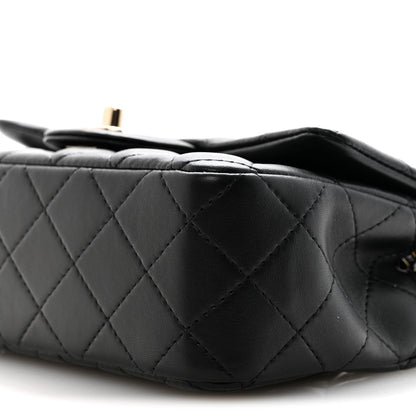 Lambskin Quilted Mini Rectangular Flap Black