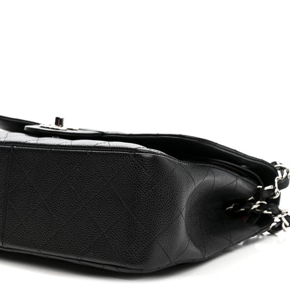 Caviar Quilted Jumbo Double Flap Black