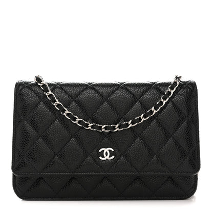 Caviar Quilted Wallet on Chain WOC Black