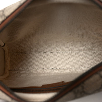 GG Supreme Monogram Textured Calfskin Emblem Small Crossbody Beige Ebony Old Sundial