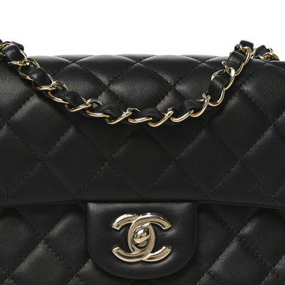 Lambskin Quilted Mini Rectangular Flap Black