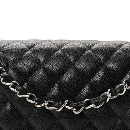 Caviar Quilted Jumbo Double Flap Black