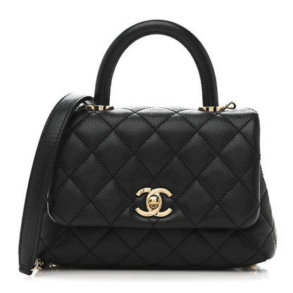 Caviar Quilted Extra Mini Coco Handle Flap Black