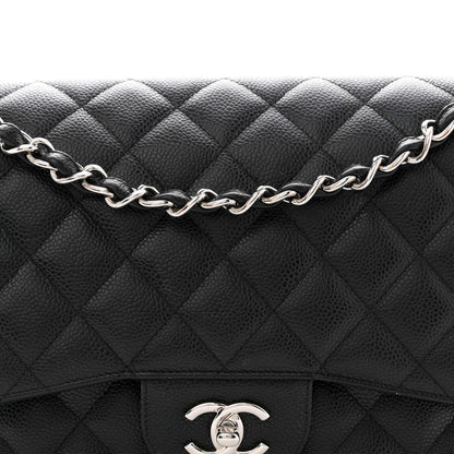 Caviar Quilted Jumbo Double Flap Black