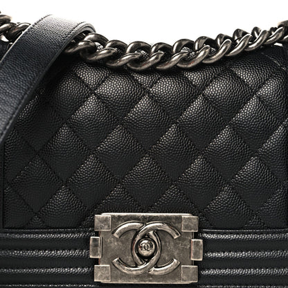 Caviar Quilted Small Boy Flap Black