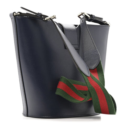 Tritone Calfskin Web Mini Ophidia Bucket Bag Blue