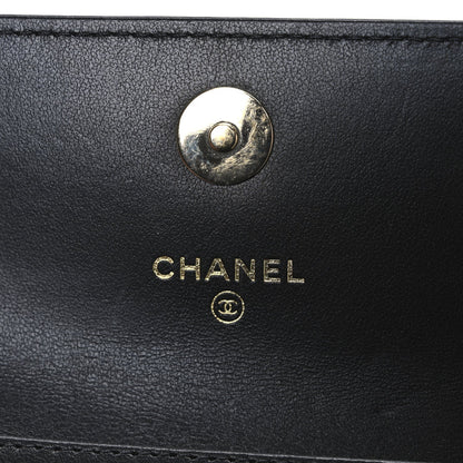 Caviar Quilted Mini Ribbon Wallet On Chain WOC Black