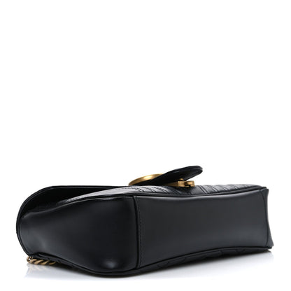 Calfskin Matelasse Small GG Marmont Shoulder Bag Black