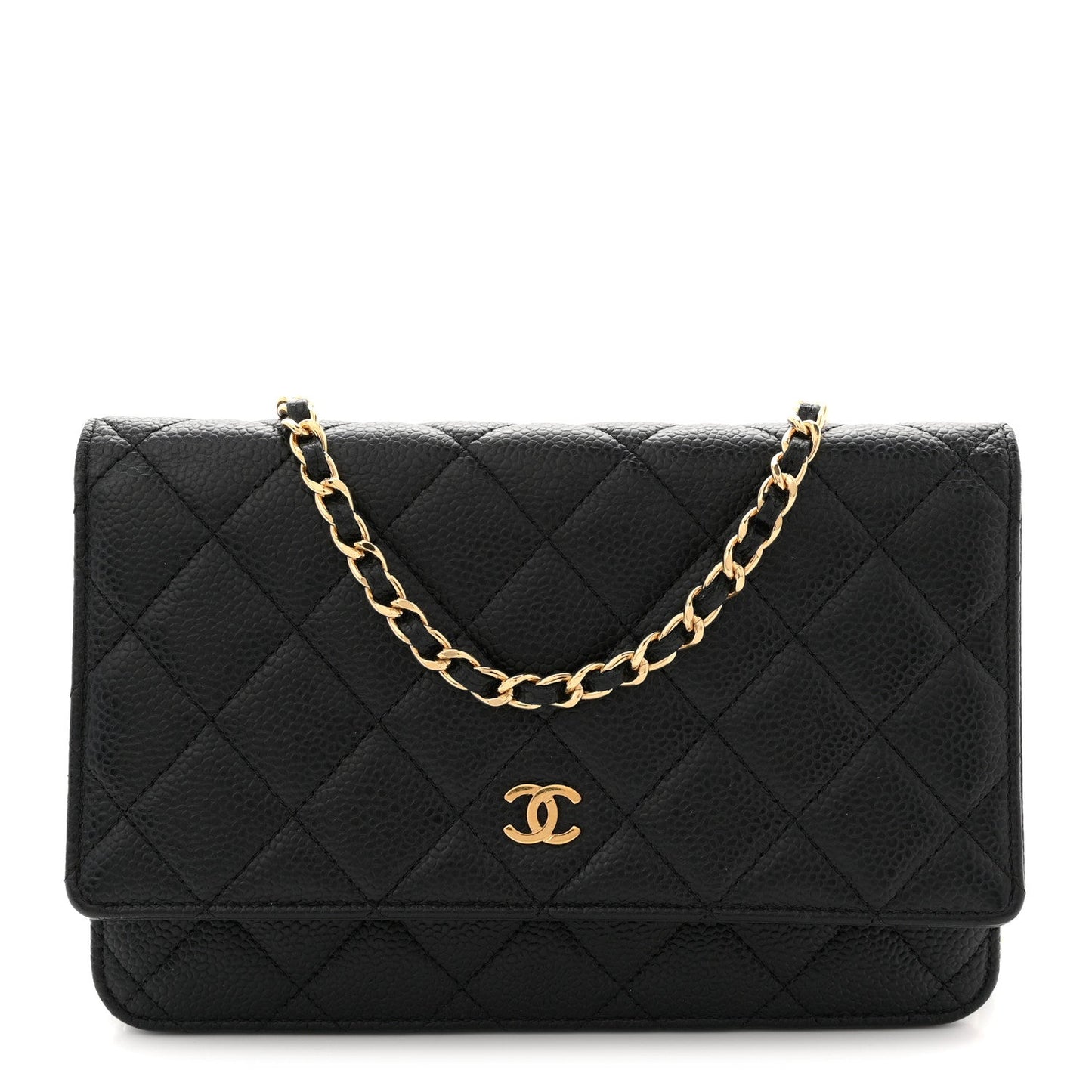 Caviar Quilted Wallet on Chain WOC Black