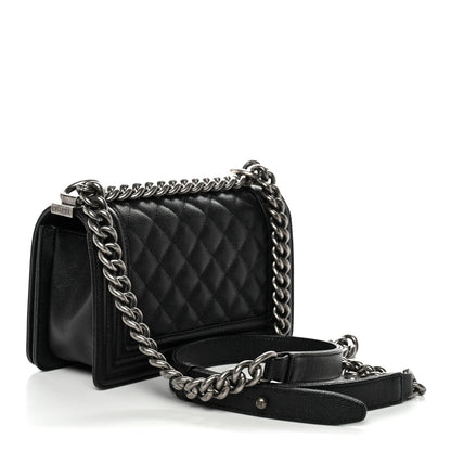 Caviar Quilted Small Boy Flap Black