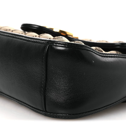 Monogram Azalea Calfskin Matelasse Diagonal Mini GG Marmont Top Handle Shoulder Bag Beige Ebony Black