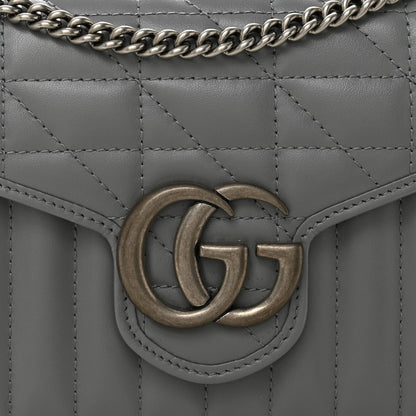 Calfskin Matelasse Aria GG Marmont Chain Wallet Deep Grey