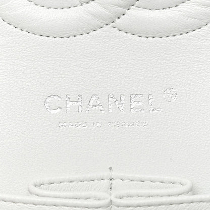 Caviar Quilted Medium Double Flap White