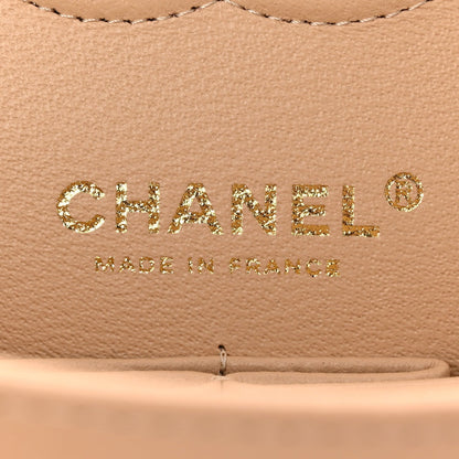 Caviar Quilted Small Double Flap Beige
