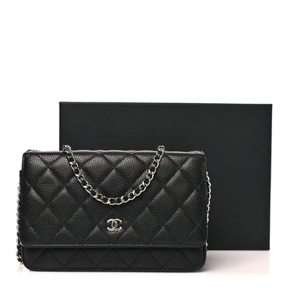 Caviar Quilted Wallet on Chain WOC Black