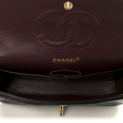 Lambskin Quilted Medium Double Flap Black
