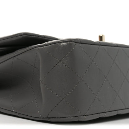 Lambskin Quilted Medium Double Flap Grey