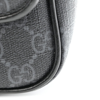 GG Supreme Monogram Textured Dollar Calfskin Retro Interlocking G Flap Messenger Bag Black