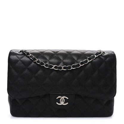 Caviar Quilted Jumbo Double Flap Black