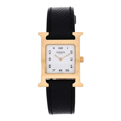 Stainless Steel Epsom 21mm Heure H Hour Quartz Watch Noir