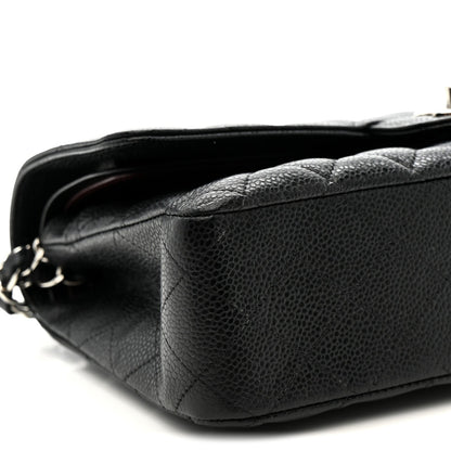 Caviar Quilted Medium Double Flap Black