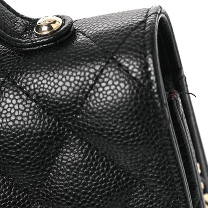 Caviar Quilted Business Affinity Clutch With Chain Black