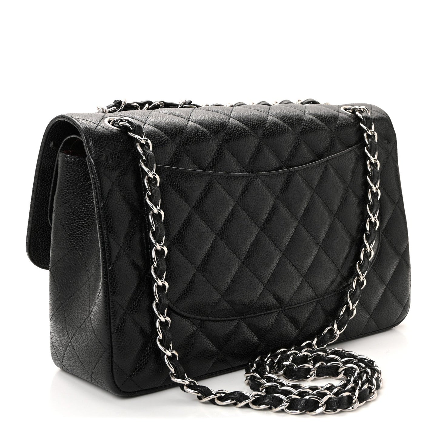 Caviar Quilted Jumbo Double Flap Black
