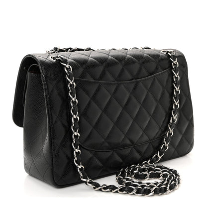 Caviar Quilted Jumbo Double Flap Black