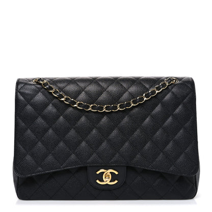 Caviar Quilted Maxi Double Flap Black