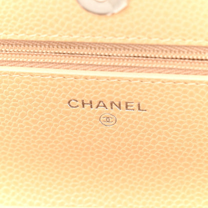 Caviar Quilted Wallet on Chain WOC Beige