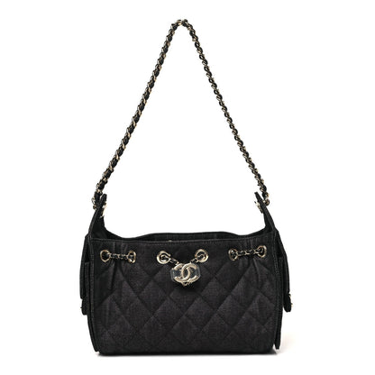 Denim Quilted Mini Chanel 25 Handbag Dark Blue