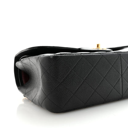 Caviar Quilted Jumbo Double Flap Black
