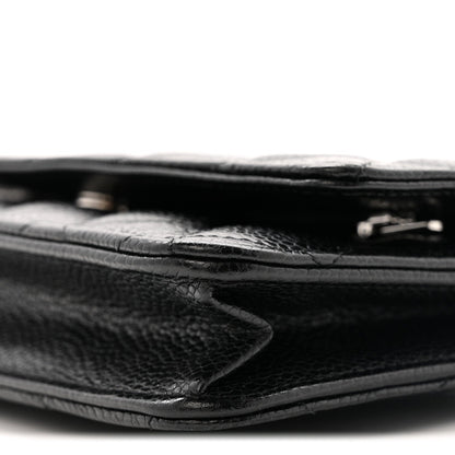 Caviar Quilted Wallet on Chain WOC Black